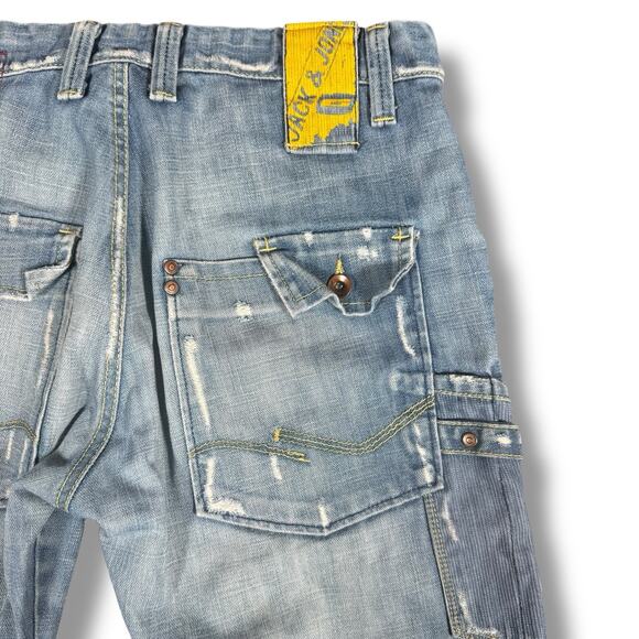 RARE Jack & Jones Forza Broken Green Jeans Sz 33 Baggy Vintage Y2K Carpenter